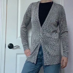 Banana Republic Merino Wool Grey Leopard Cardigan